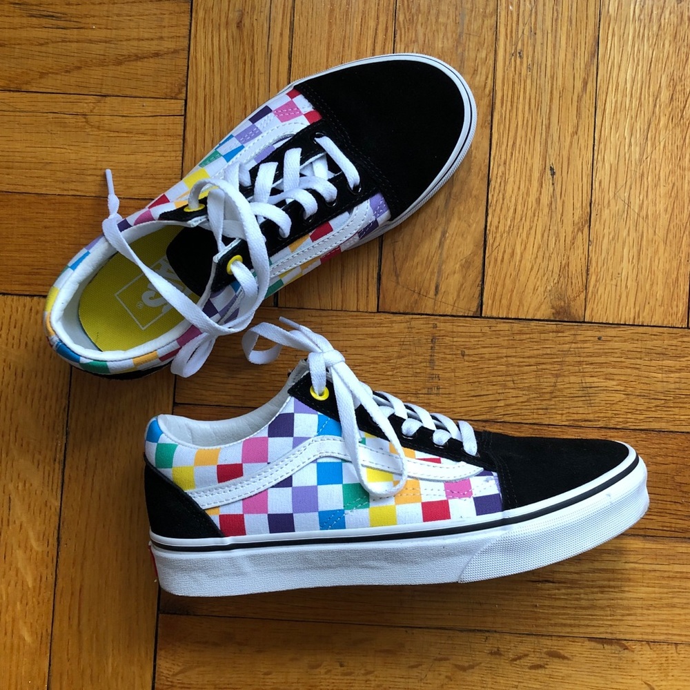 Vans Old Skool Rainbow Check Sneakers M 5.5 W 7.0